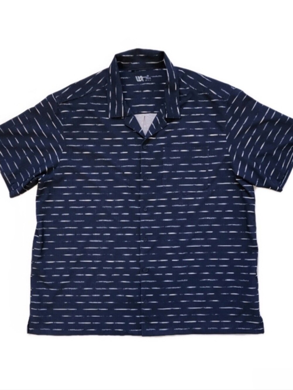 VRST Men's XL Performance Button Up Shirt Blue White Short Sleeve Golf Casual